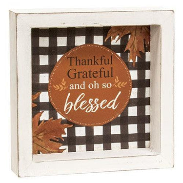 Thankful, Grateful and Oh So Blessed Shadowbox Sign - The Fox Decor
